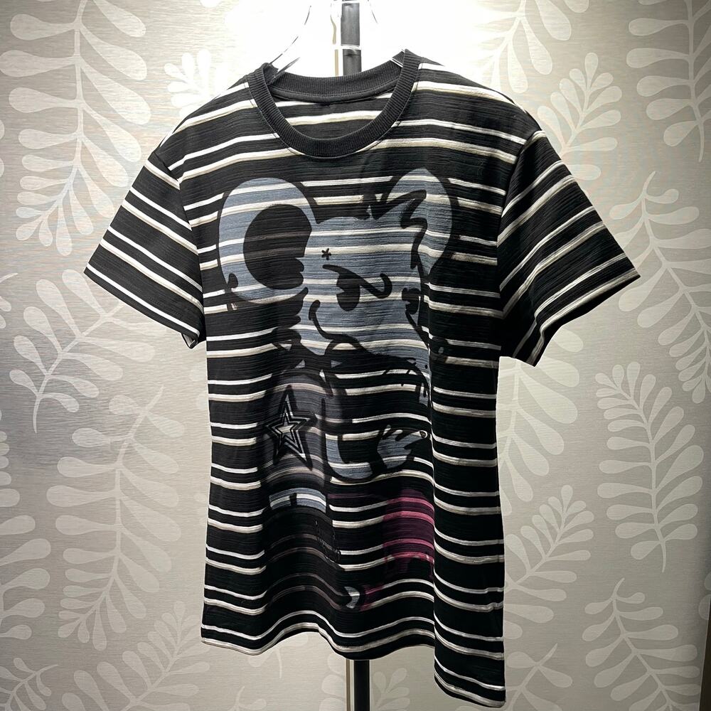 Rat Graffiti Striped T-Shirt Black White